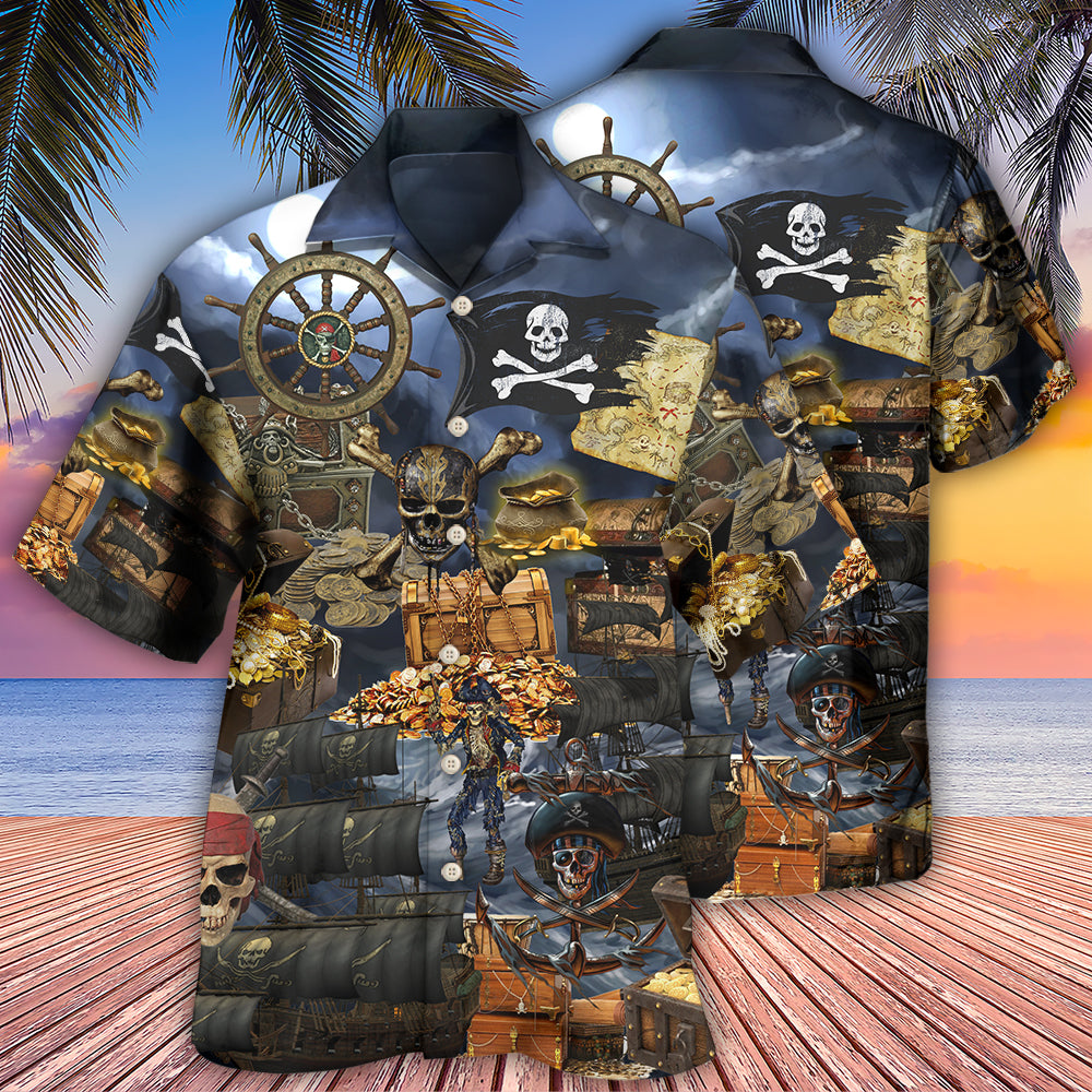 Pirate Hawaiian Shirt With Detailed Graphic For Coastal Adventures Summer Events And Everyday Comfort