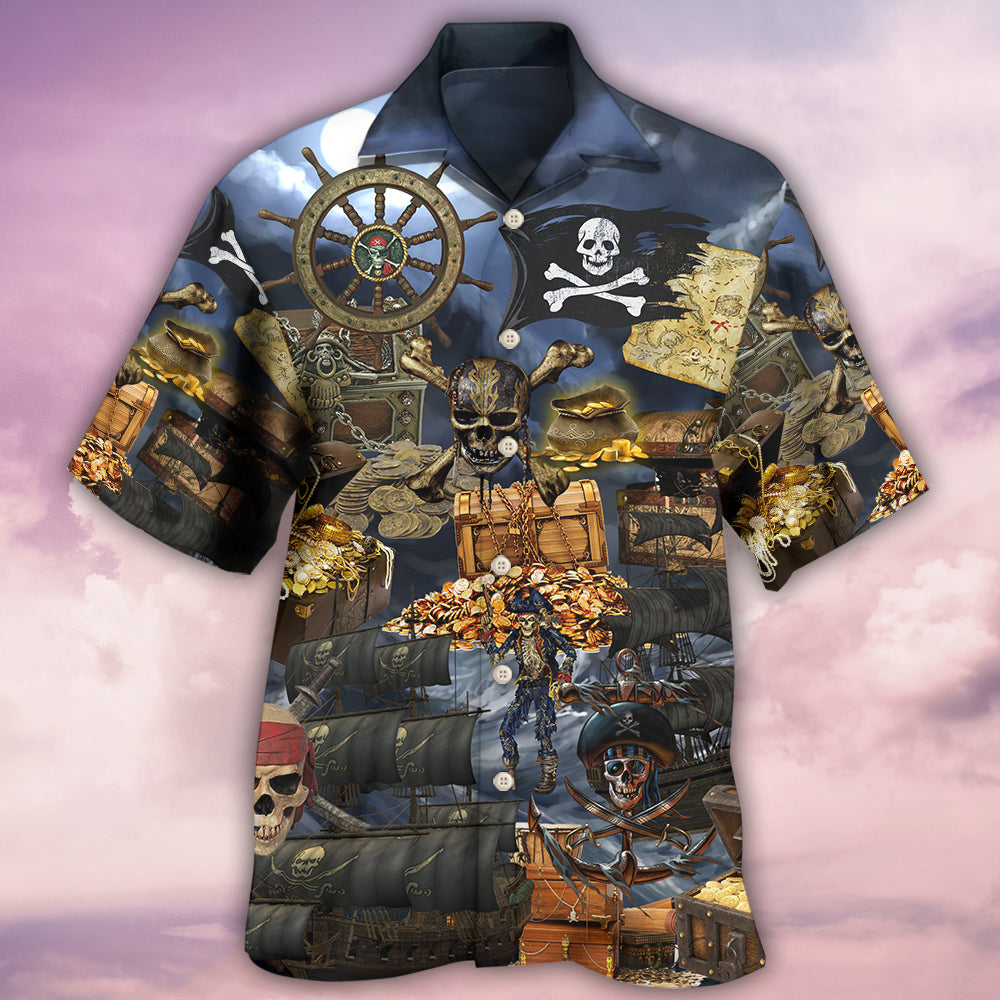 Pirate Hawaiian Shirt With All Over Print For Coastal Adventures Summer Events And Everyday Comfort