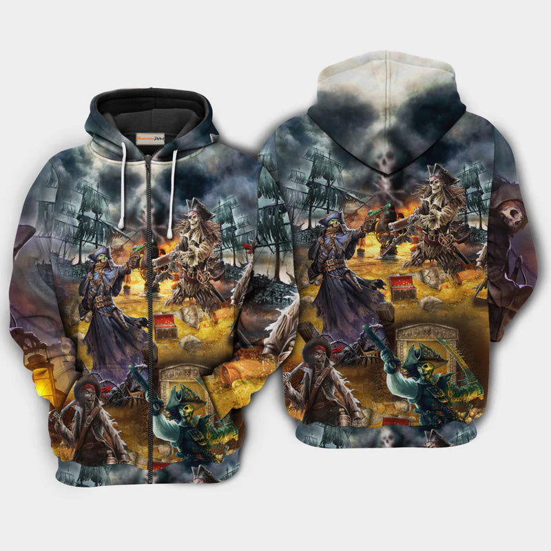 Pirate Skull Treasure Hunting Hoodie For Country Outings Camping Travel And Thoughtful Gifting