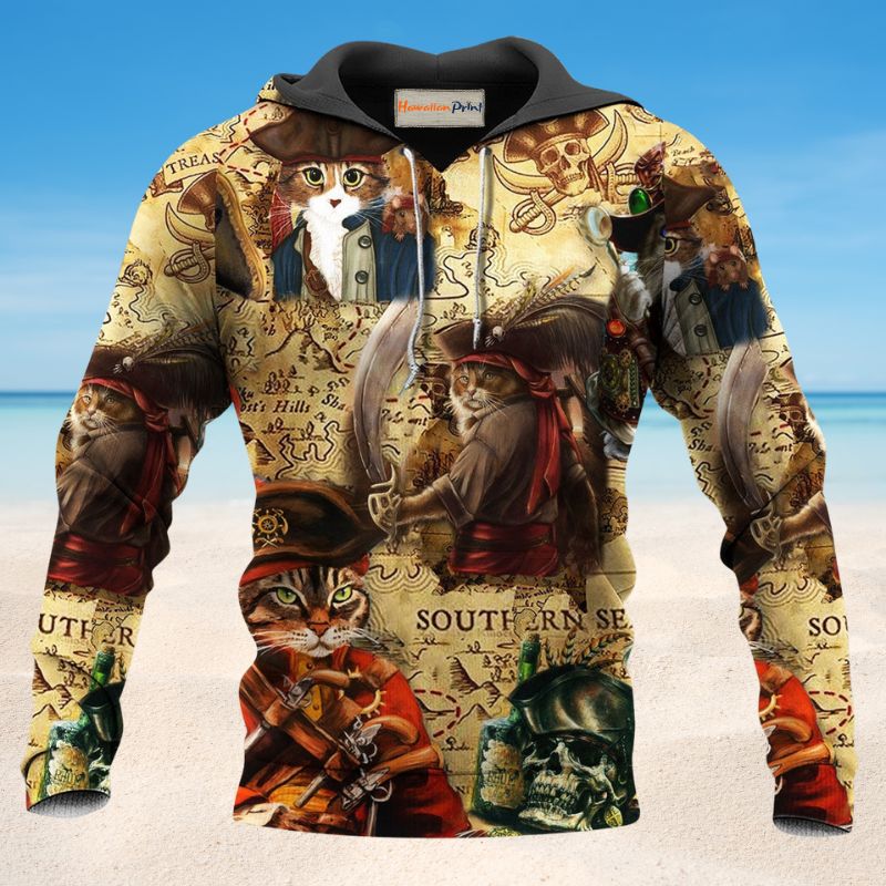 Pirate Cat Traditional Hoodie For Bold Casual Looks Travel Days And Comfortable Style