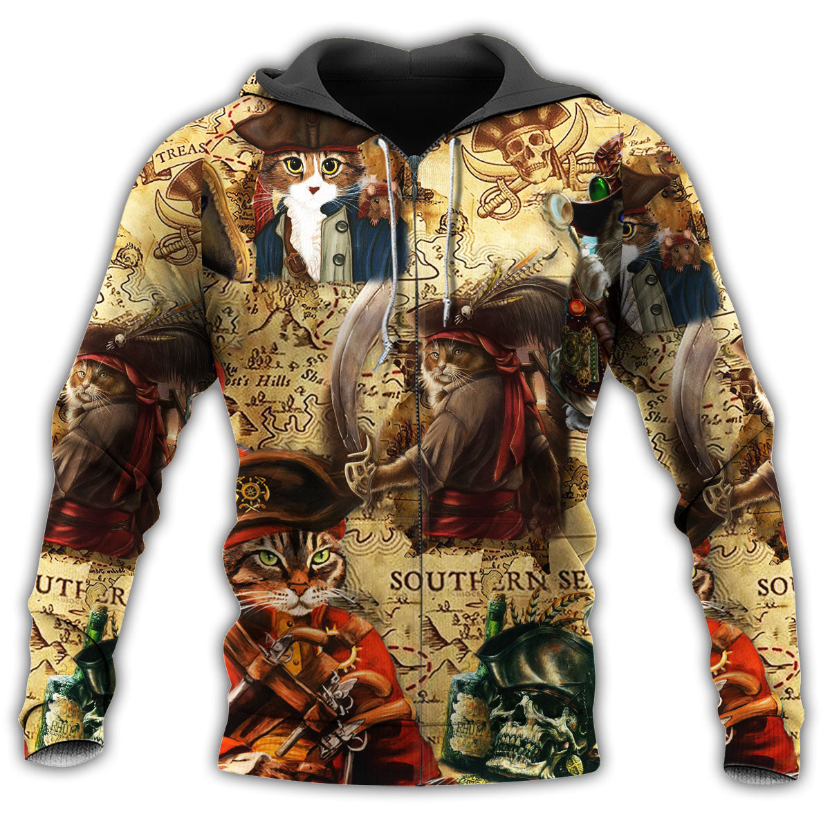 Pirate Cat Traditional Hoodie For Bold Casual Looks Travel Days And Comfortable Style