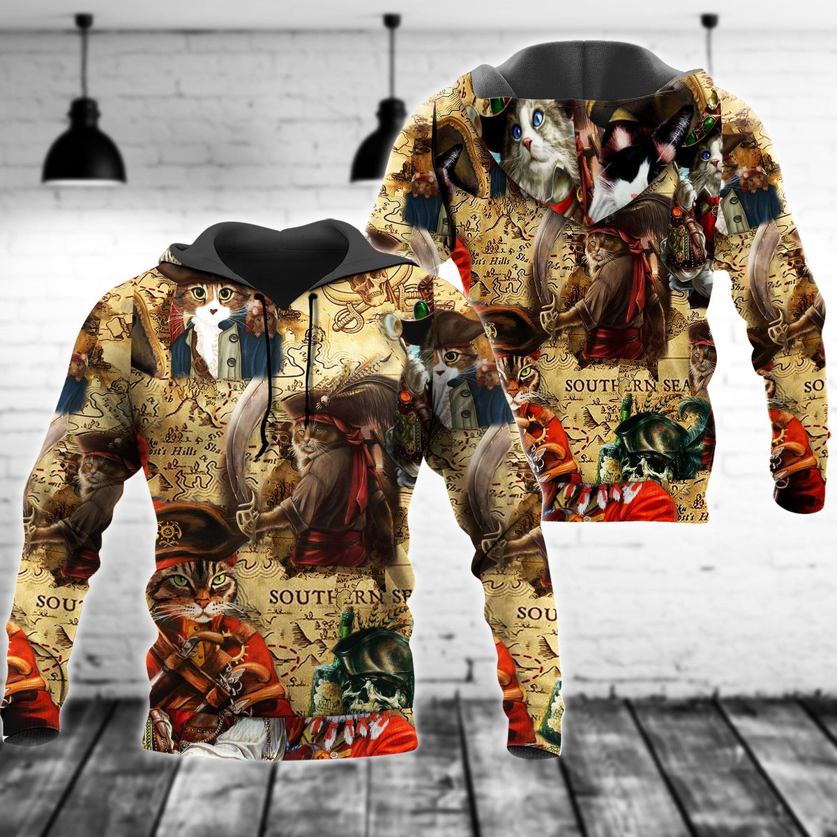Pirate Cat Traditional Hoodie For Bold Casual Looks Travel Days And Comfortable Style