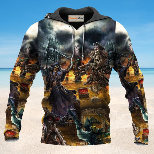 Pirate Skull Treasure Hunt Hoodie For Bold Casual Looks Travel Days And Comfortable Style