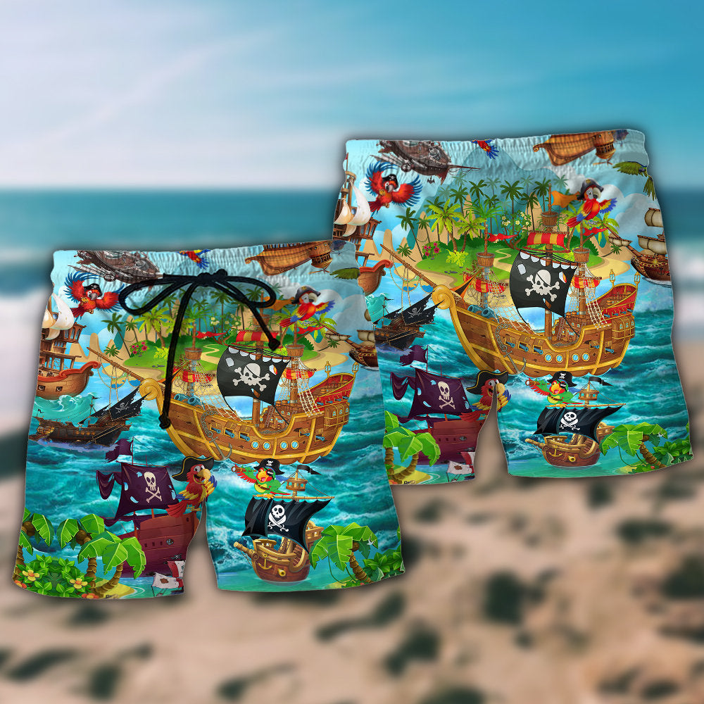 Pirate Adventure Beach Shorts Pattern Detail For Summer Adventures And Thoughtful Gift Giving