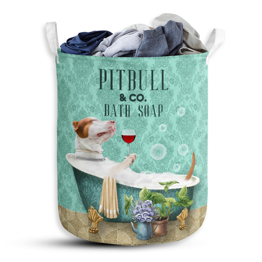 Dog Pitbull And Bath Soap Laundry Basket For Bathroom Bedroom Storage