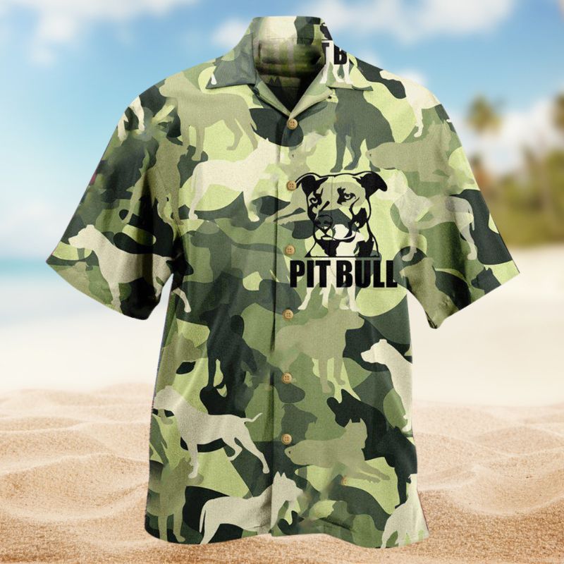 Pitbull Camouflage Hawaiian Shirt For Beach Days, Summer Outings, And Thoughtful Gift Giving