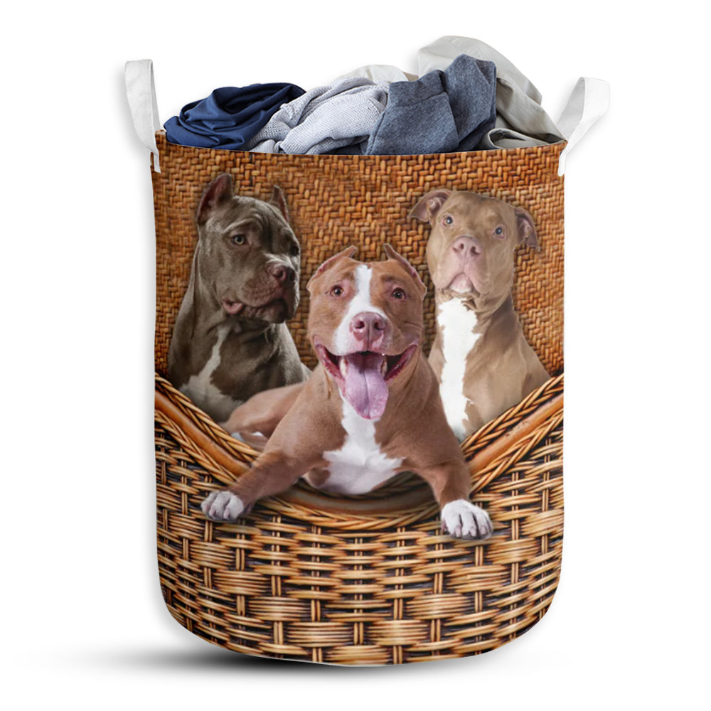 Dog Pitbull Love You Laundry Basket For Bathroom Bedroom Storage