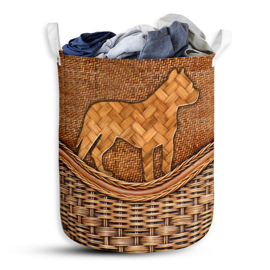 Dog Pitbull Rattan Texture Lovely Dog Laundry Basket For Bathroom Bedroom Storage