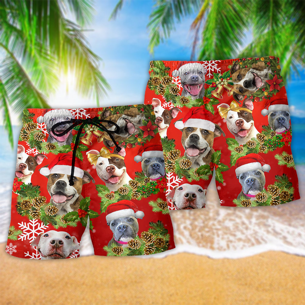 Pitbull Dogs Christmas Pitbulls Are Family Beach Shorts For Festive Outdoor Style