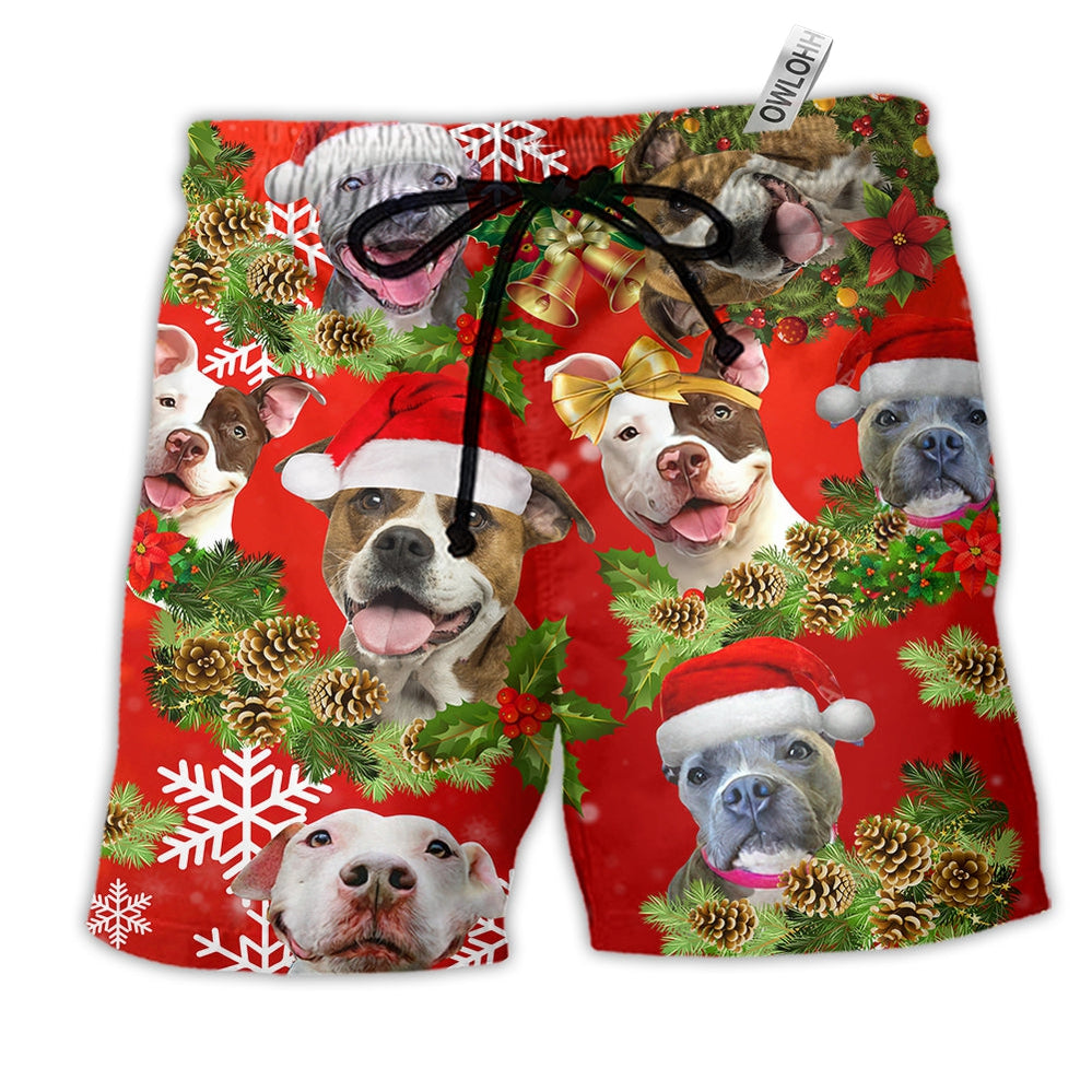 Pitbull Dogs Christmas Pitbulls Are Family Beach Shorts For Festive Vacation Wear