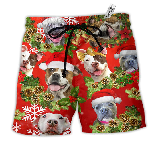 Pitbull Dogs Christmas Pitbulls Are Family Beach Shorts For Festive Vacation Wear