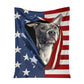 Pitbull Opened American Flag Flannel Blanket For Cozy Bedroom Sofa Decor