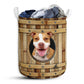 Pitbull Wooden Barrel Laundry Basket For Bathroom Bedroom Storage