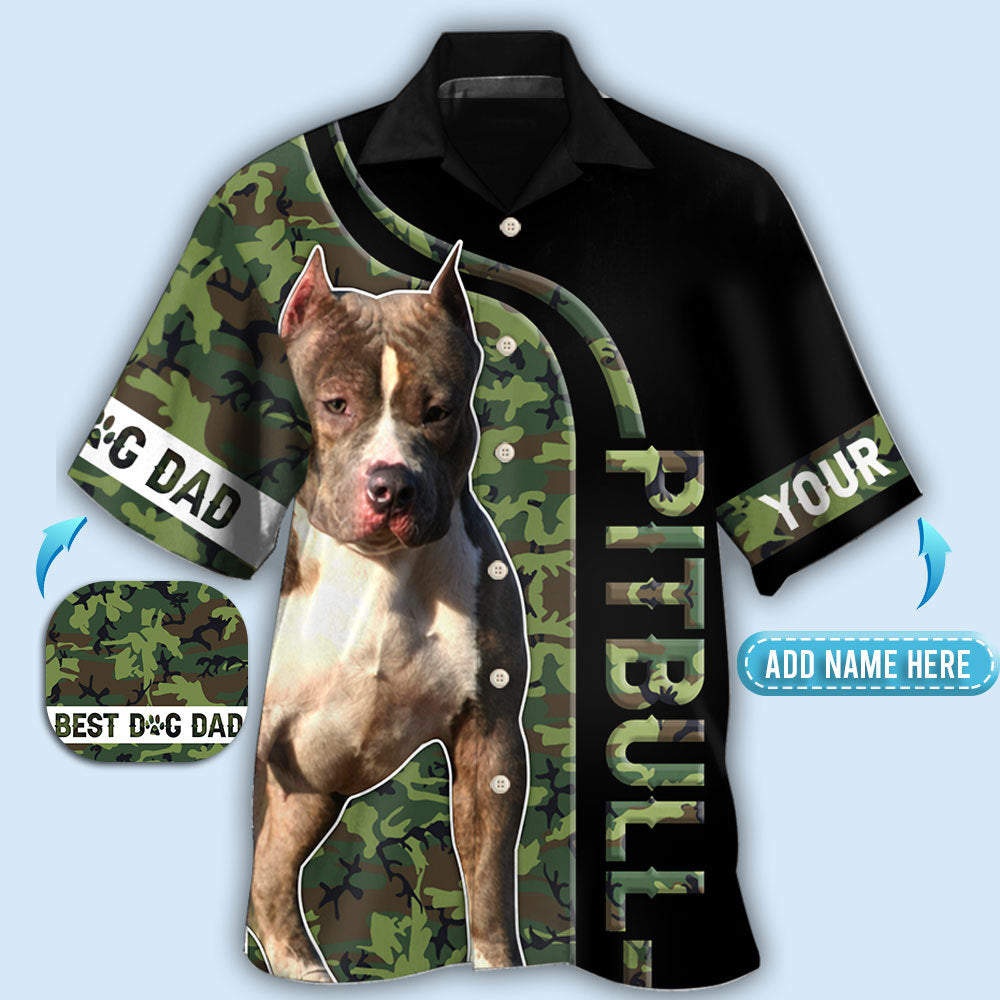 Dog Pitbull Camo Dad Personalized Hawaiian Shirt For Beach Parties And Weekend Getaways