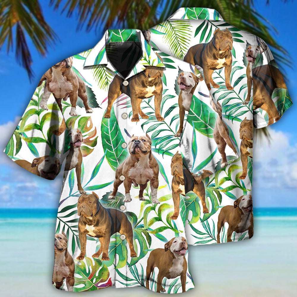 Tropical Pit Bull Hawaiian Shirt With All Over Print For Coastal Vacations Warm Weather Events And Daily Style