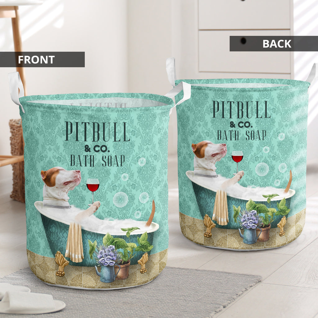Dog Pitbull And Bath Soap Laundry Basket For Room Home Organizer