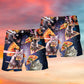 Pizza Cat Galaxy Fantasy Beach Shorts Artwork Detail For Comfortable Everyday Summer Wear