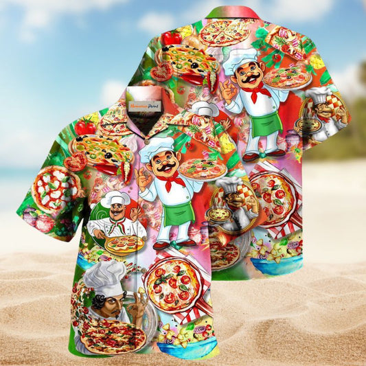 Pizza Slice Hawaiian Shirt For Summer Vacation, Beach Travel, And Casual Wear