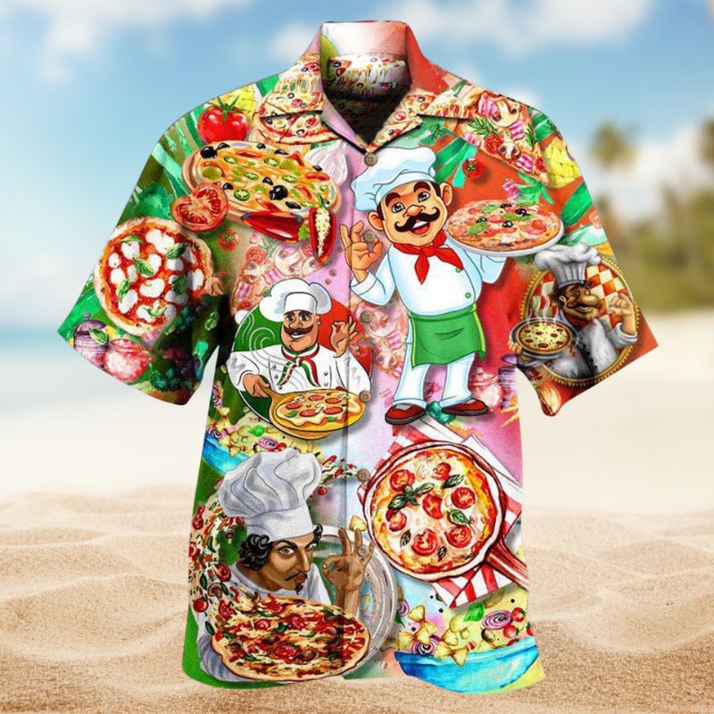 Pizza Slice Hawaiian Shirt For Summer Vacation, Beach Travel, And Casual Wear