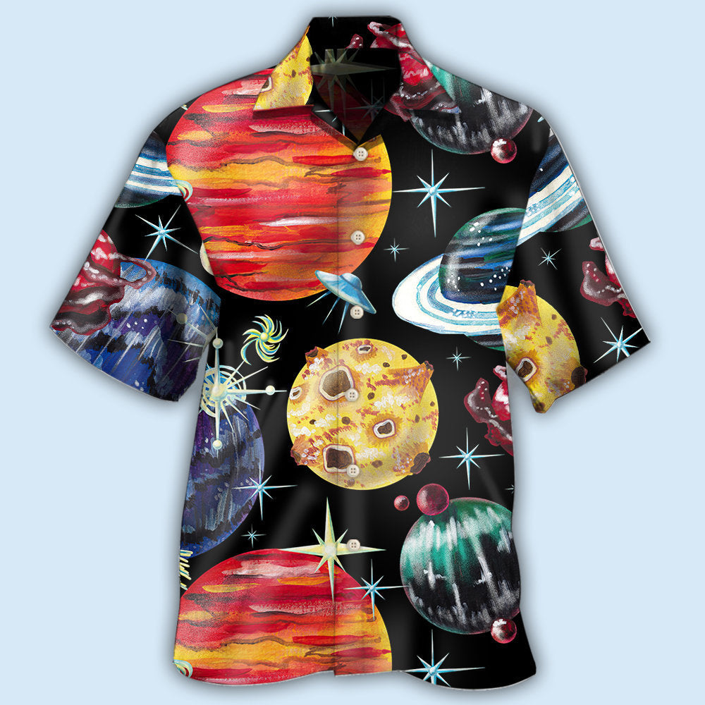 Black Planet Hawaiian Shirt Artwork Detail For Tropical Trips And Casual Outings