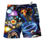 Planet Loves Galaxy Mysterious Hawaiian Print Beach Shorts For Striking Resort Looks