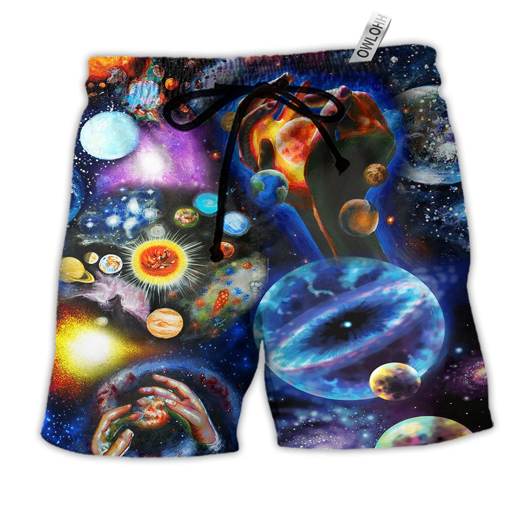 Planet Loves Galaxy Mysterious Hawaiian Print Beach Shorts For Striking Resort Looks