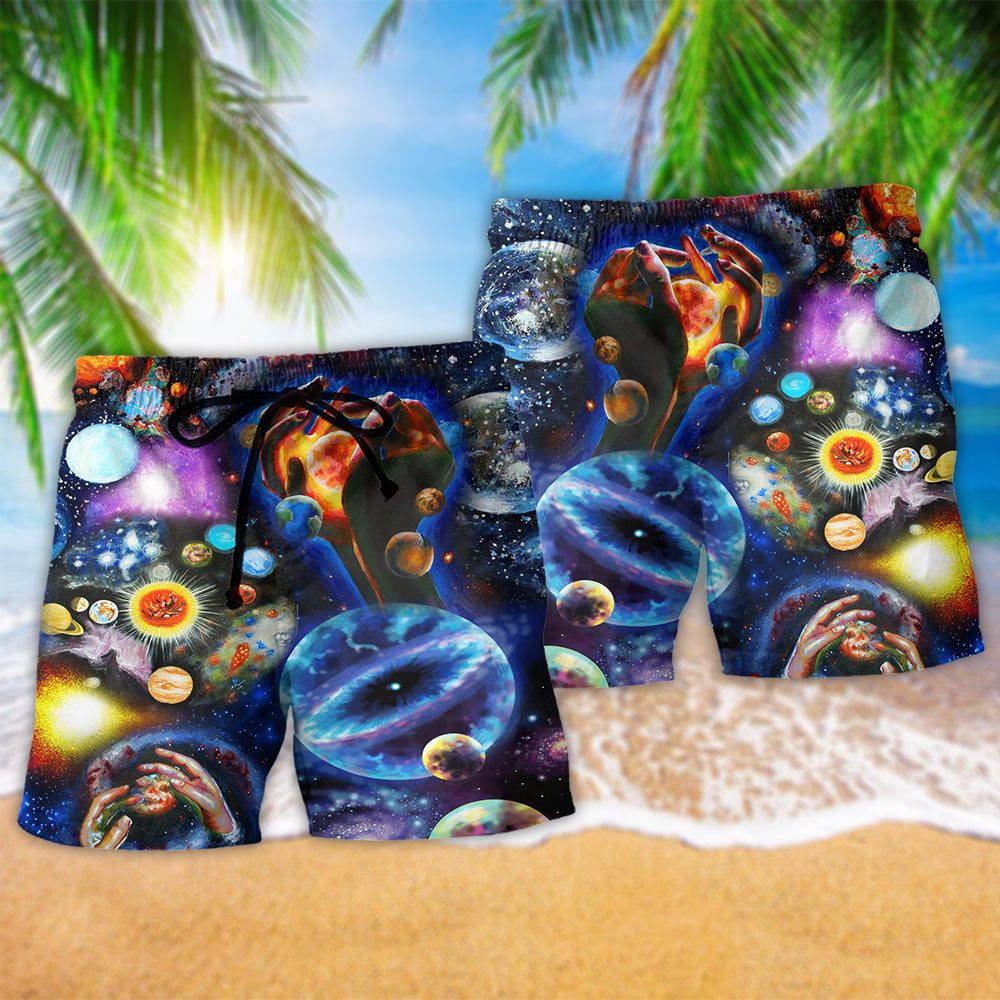 Galaxy Planet Beach Shorts Pattern Detail For Sunny Day Activities And Flexible Everyday Wear