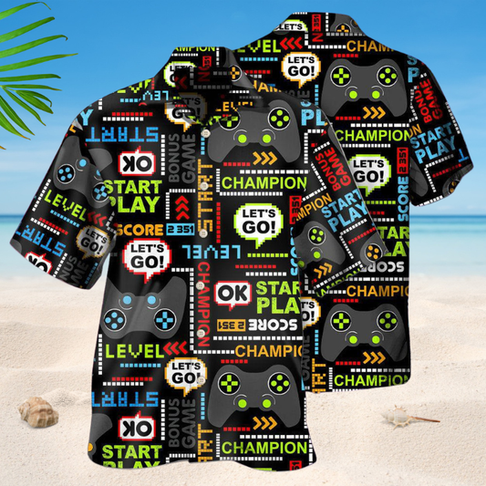 Playful Gaming Adventure Hawaiian Shirt For Coastal Travel, Casual Events, And Comfortable Summer Wear