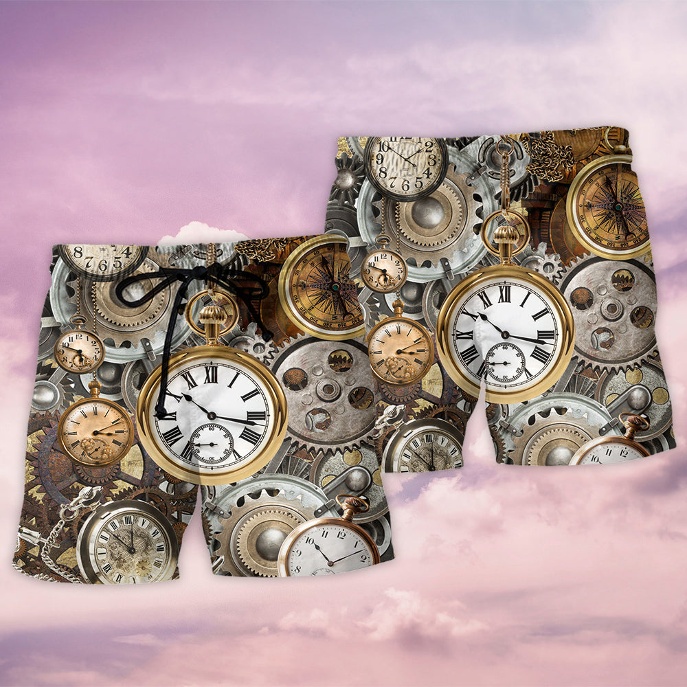 Vintage Pocket Watch Classic Beach Shorts Design View For Comfortable Resort And Beach Styling