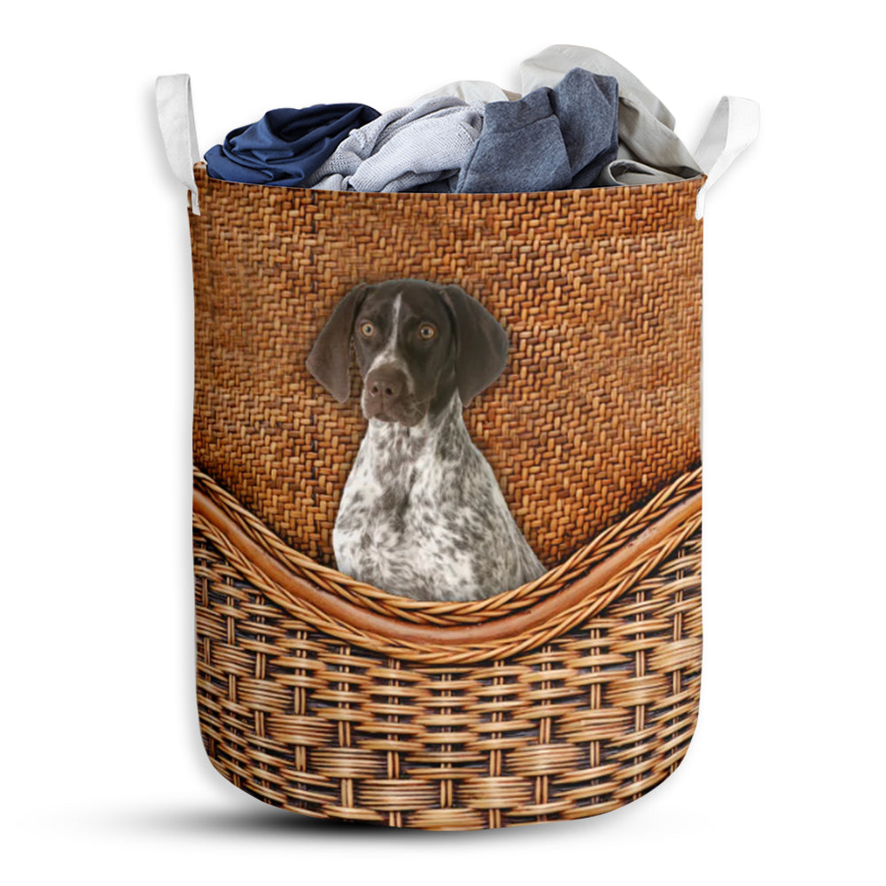 Pointer Dog Rattan Texture Laundry Basket For Bathroom Bedroom Storage