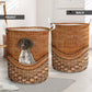 Pointer Dog Rattan Texture Laundry Basket For Room Home Organizer