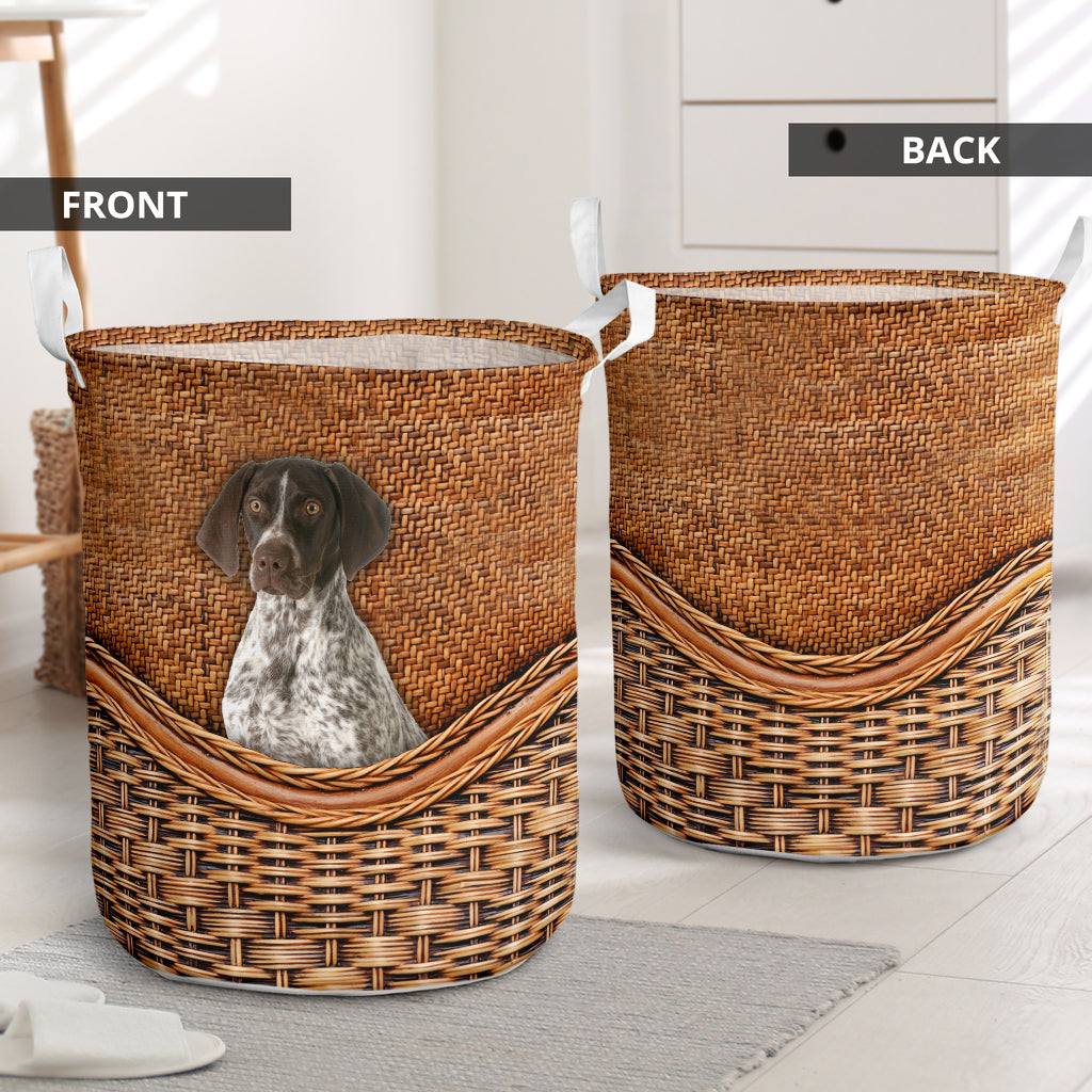 Pointer Dog Rattan Texture Laundry Basket For Room Home Organizer