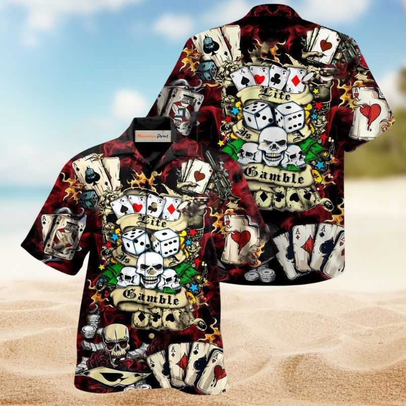 Poker Risk Chance Hawaiian Shirt For Summer Vacation, Beach Travel, And Casual Wear