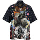 Patriotic Poker Skull Flame Hawaiian Shirt For Resort Trips, Coastal Parties, And Warm Weather Style