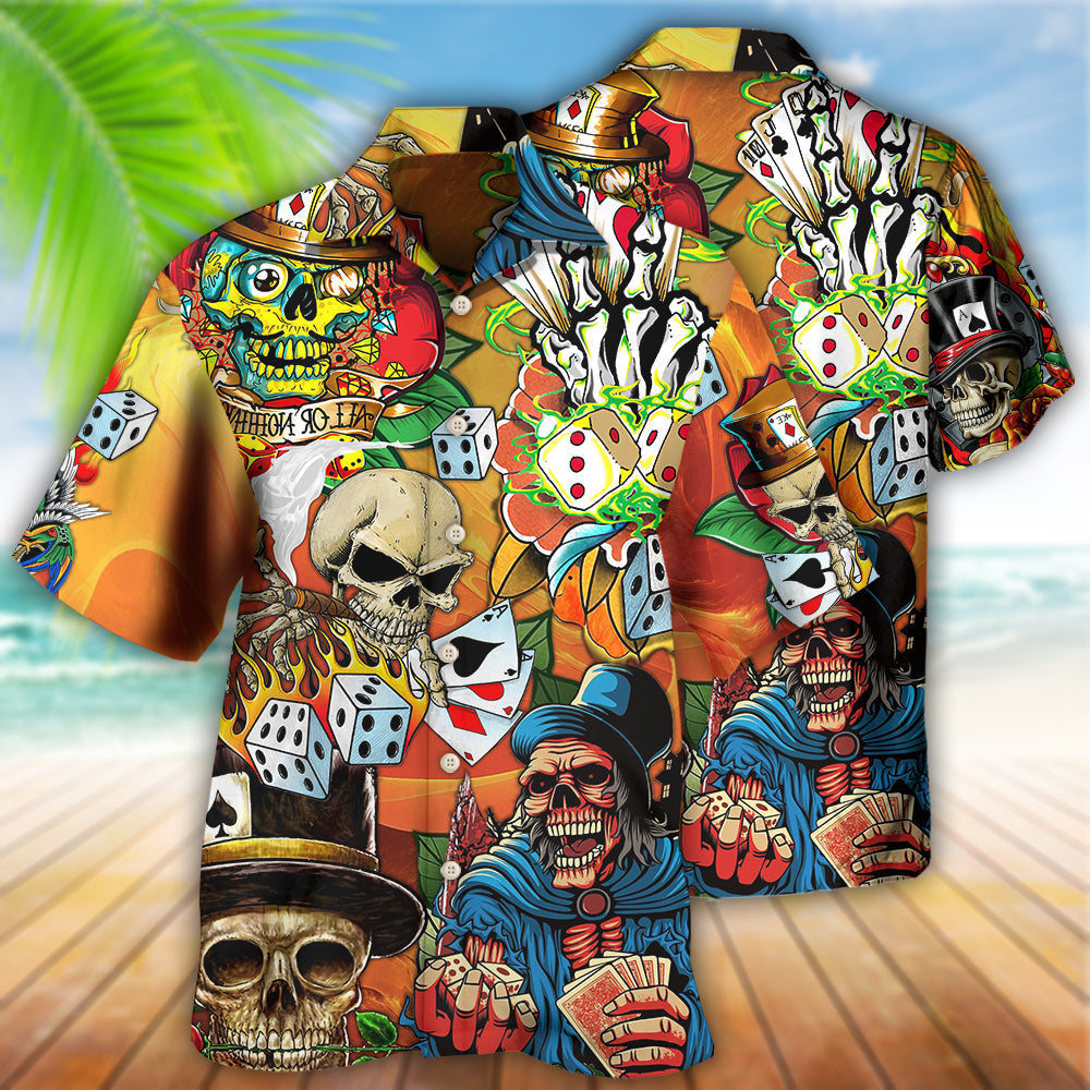 Game Card Skull Hawaiian Shirt Pattern Detail For Summer Holidays And Outdoor Fun