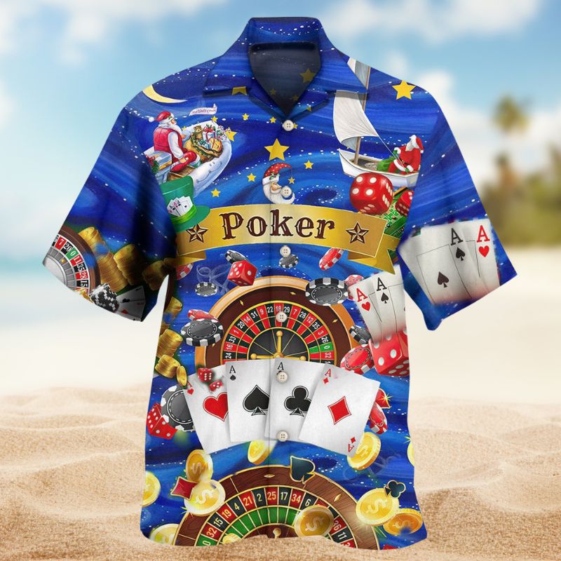 Poker Play Hawaiian Shirt For Summer Vacation, Beach Travel, And Casual Wear