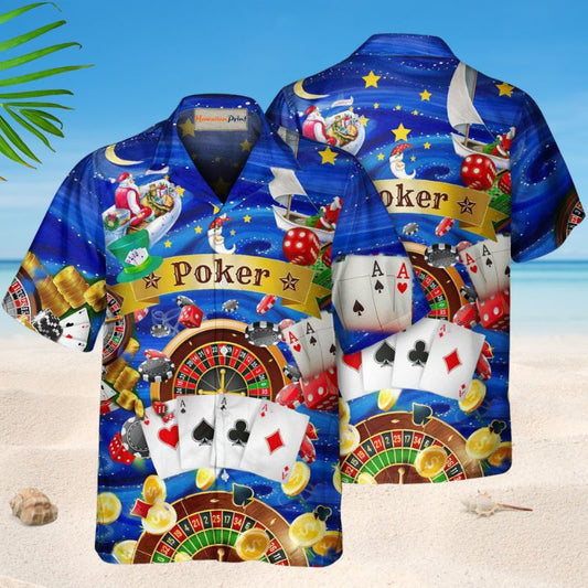 Poker Play Hawaiian Shirt For Summer Vacation, Beach Travel, And Casual Wear