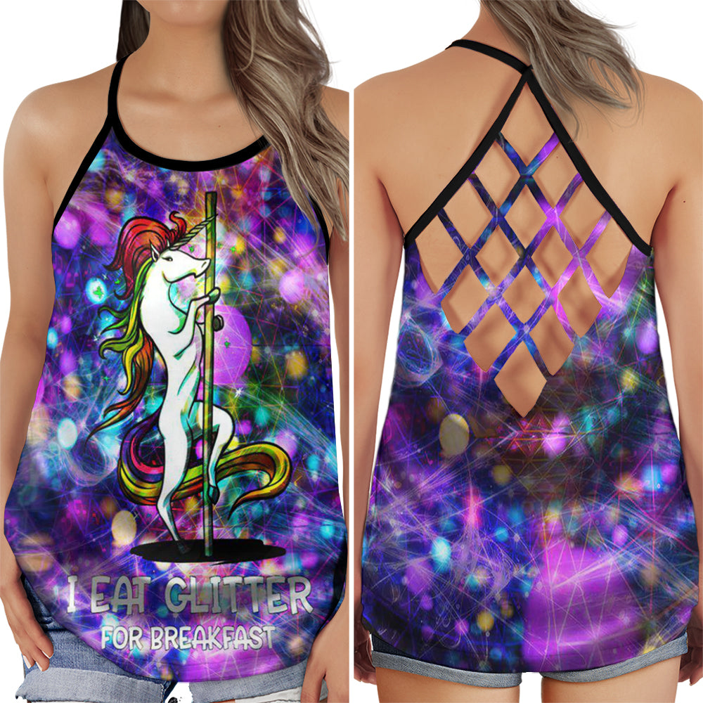 Pole Dance Breakfast Humor Hollow Tank Top For Studio Practice And Festival Wear