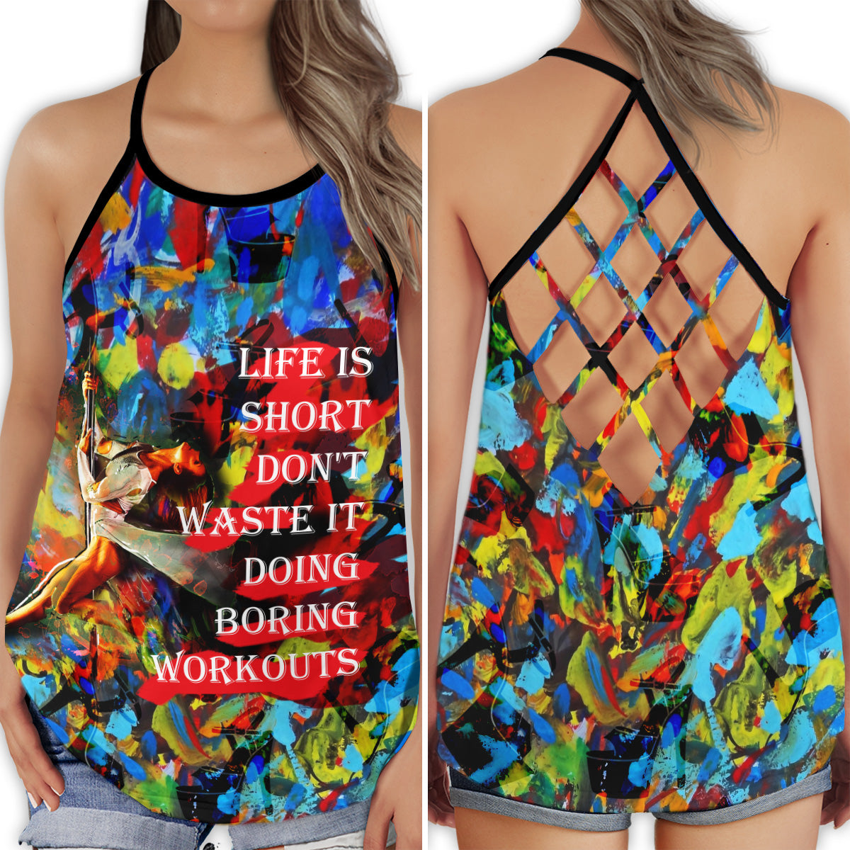 Pole Dance One Life One Love Hollow Tank Top For Studio Practice And Festival Wear