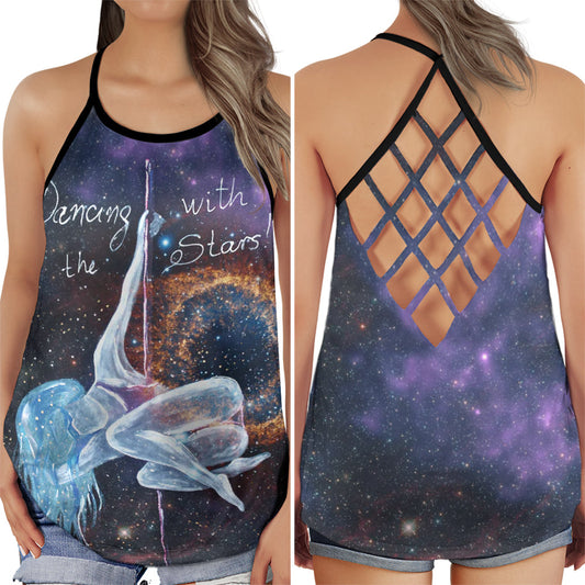 Pole Dance Starry Hollow Tank Top For Studio Practice And Festival Wear