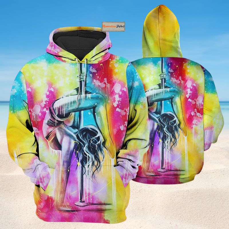 Pole Dance Color Mix Lovely Hoodie For Hobby Lovers Seasonal Outings And Gift Giving