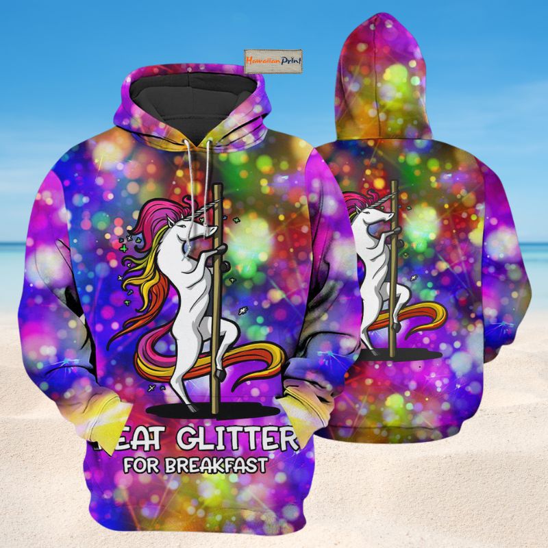 Pole Dance Unicorn Glitter Hoodie For Leisure Events Everyday Wear And Thoughtful Gifts