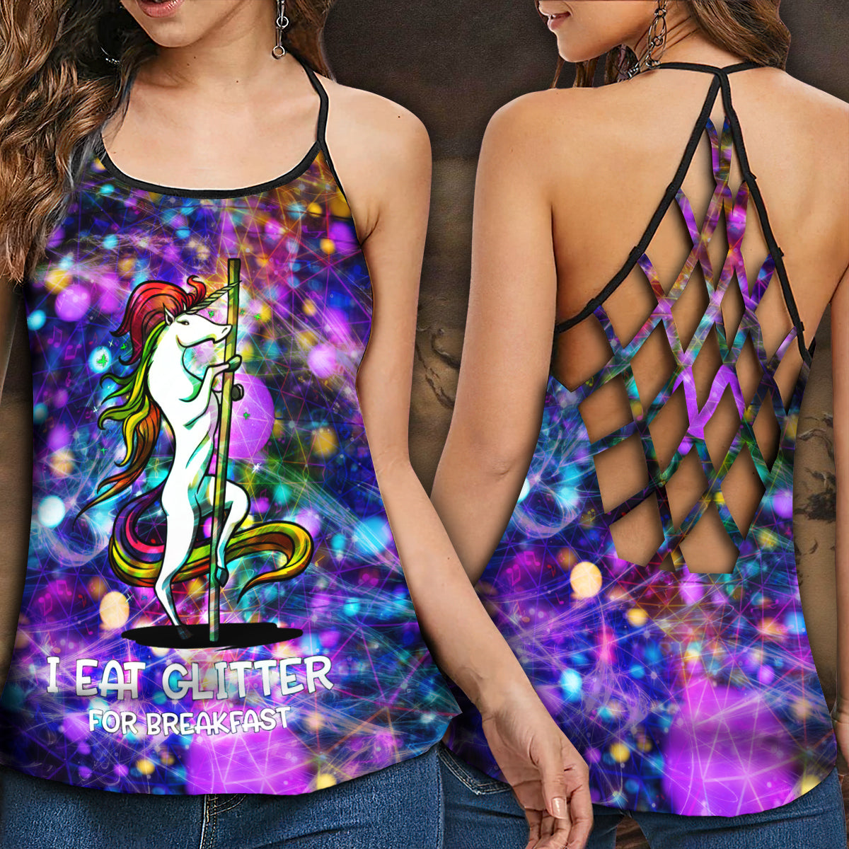 Pole Dance Bright Energy Hollow Tank Top For Dance Sessions And Casual Style