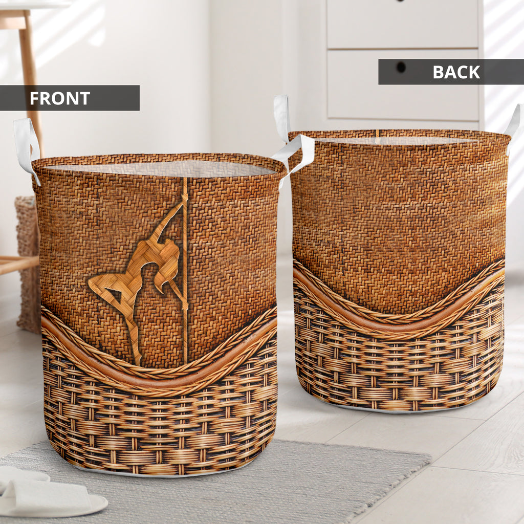 Pole Dance Rattan Texture Laundry Basket For Room Home Organizer