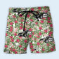 Police Car Floral Leaf Tropical Beach Shorts Pattern View For Relaxed Vacation Styling