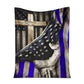 Police Blue Line Flag Flannel Blanket For Cozy Bedroom Sofa Decor