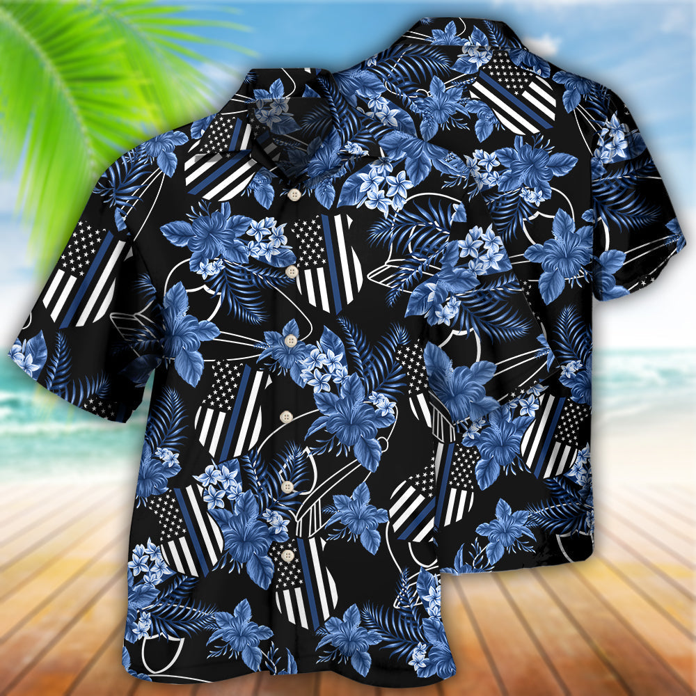 Tropical Floral Police Officer Hawaiian Shirt With All Over Print For Coastal Vacations Warm Weather Events And Daily Style