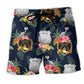 Police Symbol Tropical Floral Beach Shorts Pattern View For Island Getaways And Summer Trips