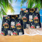 Tropical Floral Police Symbol Beach Shorts Pattern Detail For Seaside Leisure And Laid Back Styling