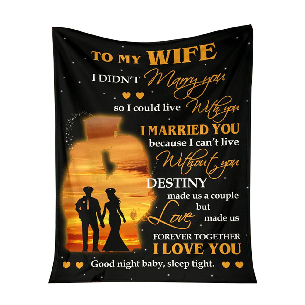 Police To My Husband Fathers Day Officer Flannel Blanket For Cozy Bedroom Sofa Decor